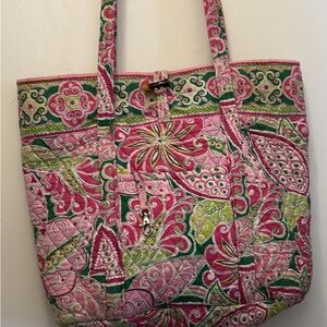 Vibrant Pink and Green Vera Bradley Tote Bag Set